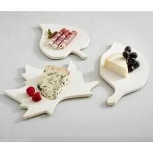 Pottery Barn Leaf Shaped Stoneware Cheese Platters - Set of 3 NIB